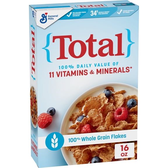 Total Breakfast Cereal, 100% Daily Value of 11 Vitamins and Minerals, 16 oz