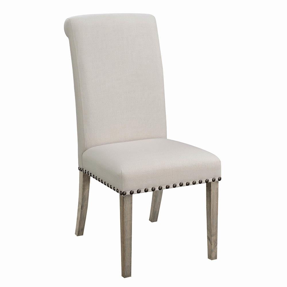 Etienne Parson Dining Chairs with Nailhead Trim Beige and Pine (Set of 2)