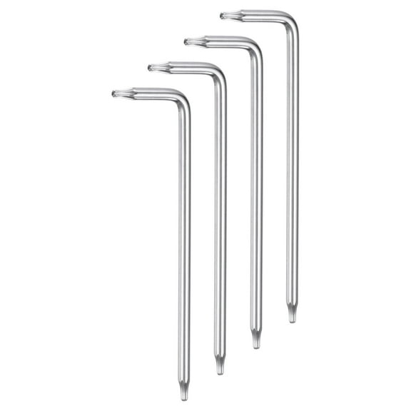 4packs T7 Long Arm Tamper Proof Torx Wrench Star Keys, S2 Steel Chrome Coated Surface