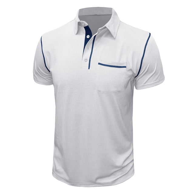 Dvkptbk Hommes Manches Courtes Uni Décontracté Mode Col Rabattu Chandail Boutons T-Shirt Blouse en Liquidation