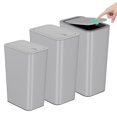 thumbnail image 1 of Juego de cubos de basura N. NETDOT, paquete de 3 con tapa de 2 x 15 L y 1 x 10 L (gris), 1 of 6
