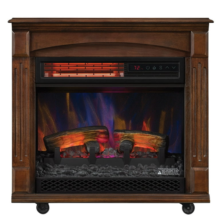 Rolling Mantel with 3D Infrared Quartz Electric Fireplace, Caramel Birch -  Walmart.com