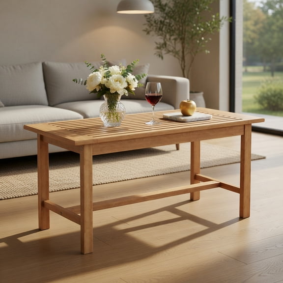 GVN Backyard Coffee Tables,Patio Coffee Table 36 Inch Rectangular Outside Side Table with Slatted Tabletop