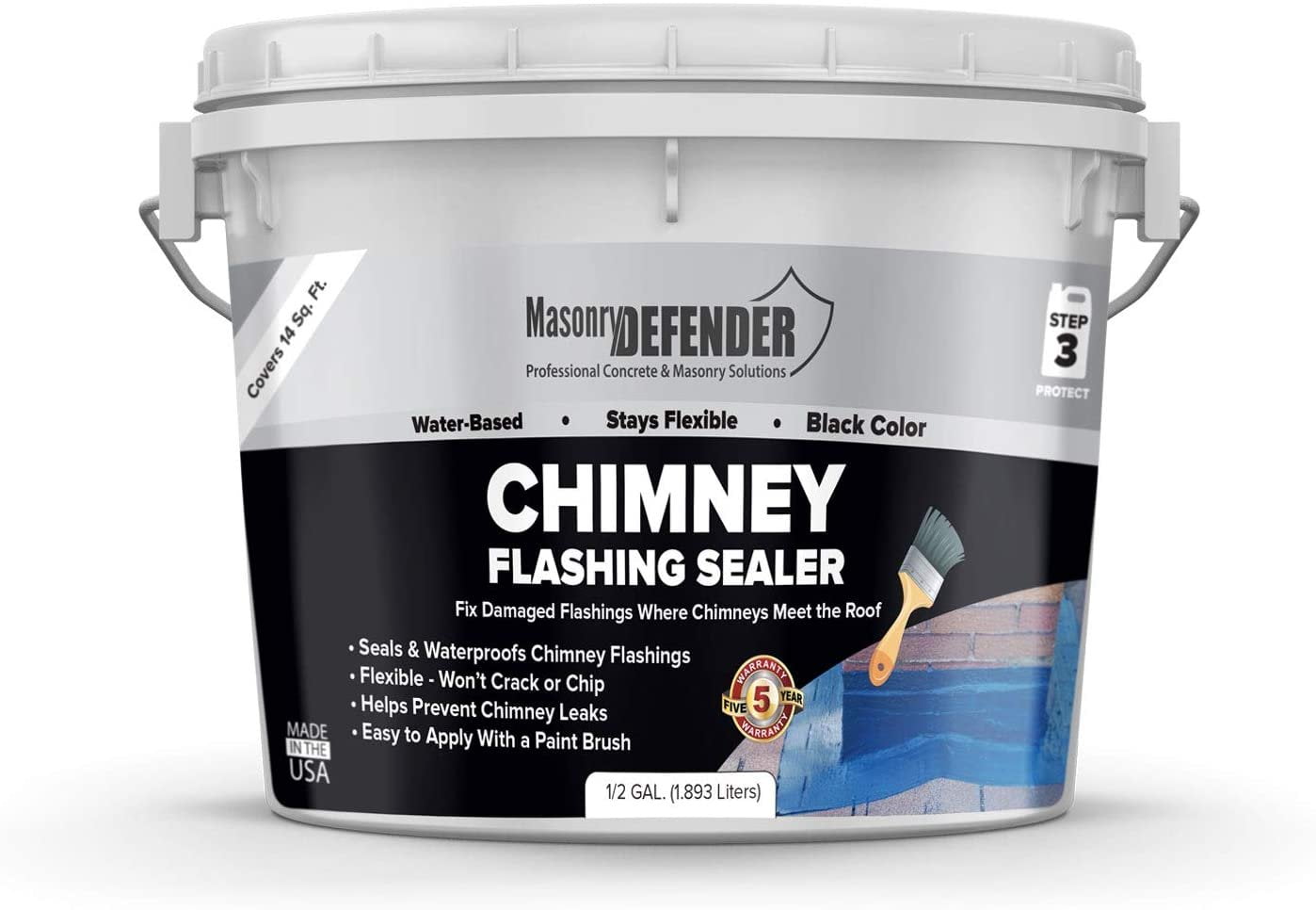 MasonryDefender Chimney Flashing Sealer Flexible Coating That
