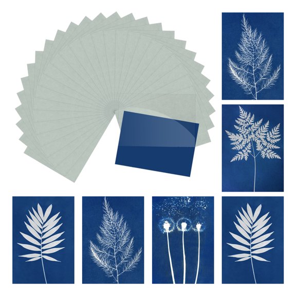 Uxcell Cyanotype Paper,12 Sheet Sun Print Paper Blue Crafts Paper with Acrylic Board for Adults DIY Project Art,4.1x2.9 inch (A7)