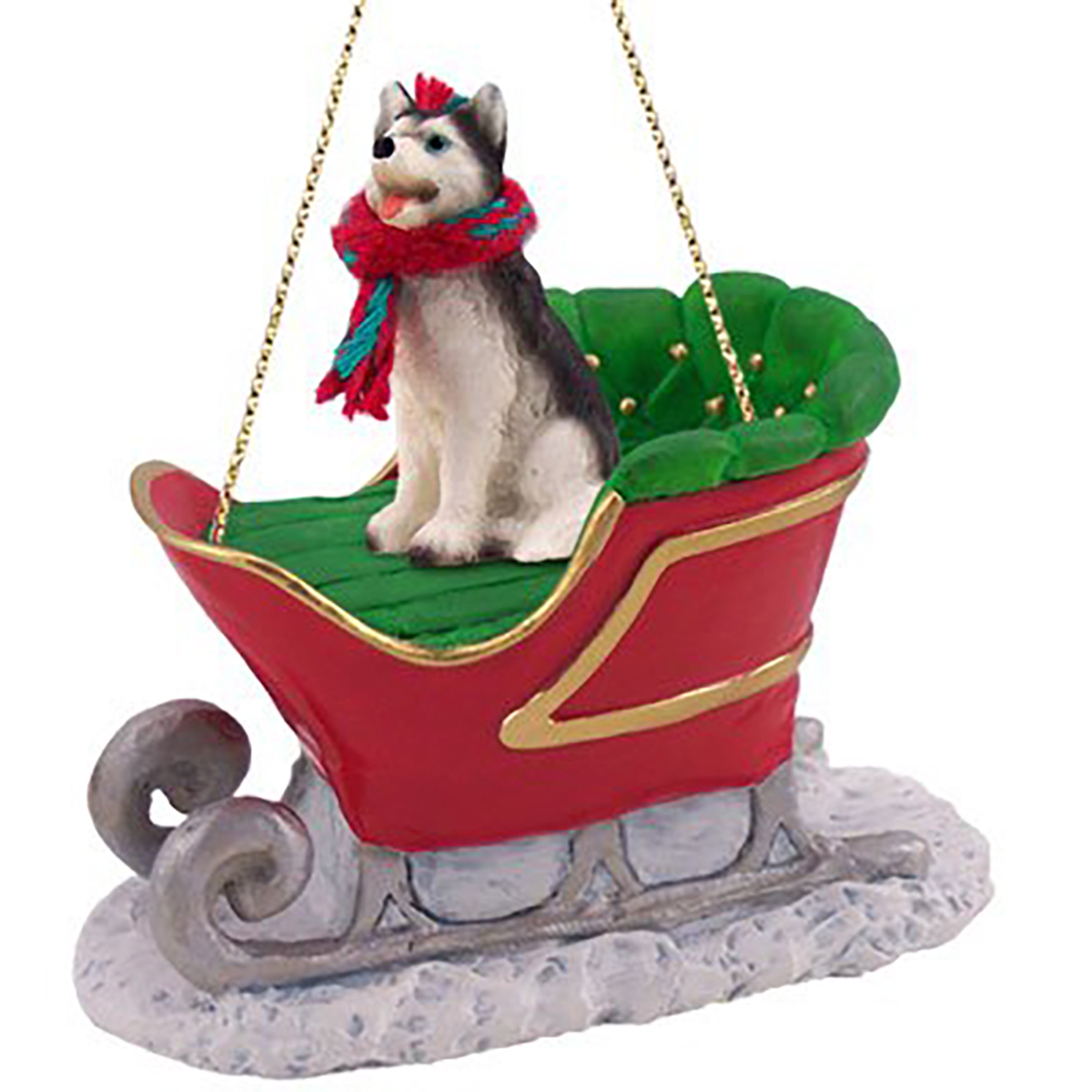 Siberian Husky Black/White Blue Eyes Dog Sleigh Dog Holiday Ornament - image 1 of 1
