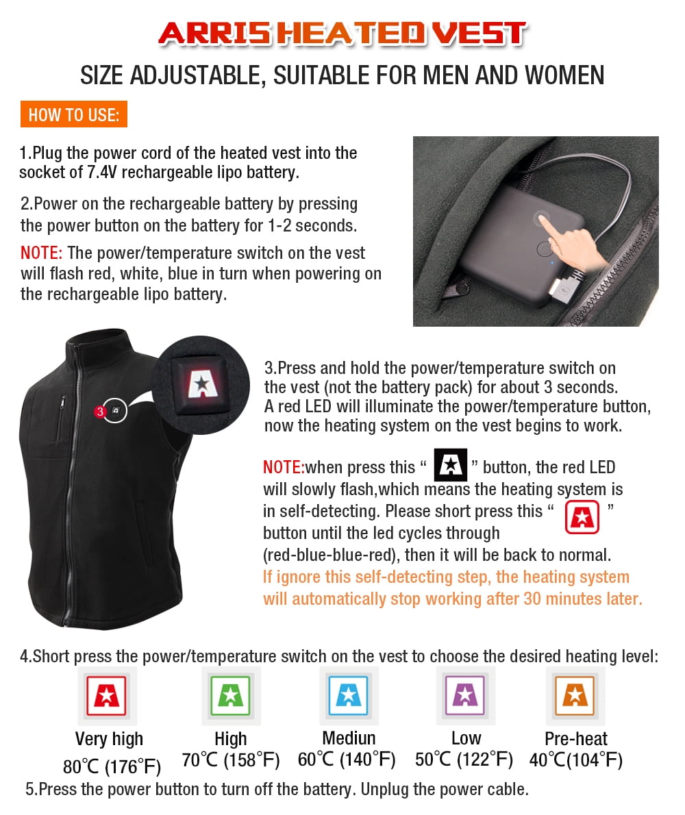arris fleece heated vest