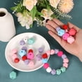 thumbnail image 4 of 60Pack 15mm Colored Hexagon Natural Wood Beads, Polygonal Wooden Beads(Rose Red), 4 of 5