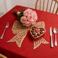 thumbnail image 3 of Eoozwa Bow PVC Table Mat Round Waterproof Valentines Day Decoration Heat Resistant Placemat Western Style Home Decor, 3 of 6
