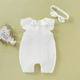 thumbnail image 5 of SPRING PARK 2Pcs/Set Infant Baby Girls Romper Outfit Multi-layered Collar Jumpsuit Headband Set Clothes, 5 of 8
