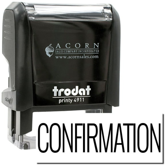 Self-Inking Confirmation Stamp, Trodat Printy 4911, Press and Print Stamping, Impression Size 5/8" x 1-1/2", Up to 10,000 Impressions - Black Ink