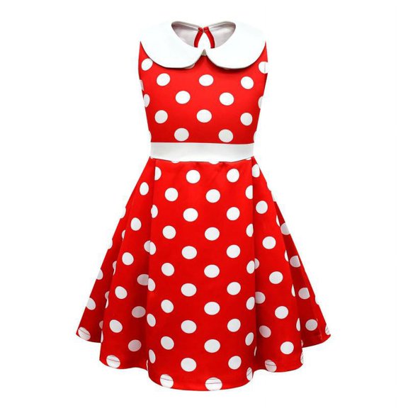2-7Y Girls' Polka Dots Fancy Dress Mini Mouse Halloween Christmas Costume
