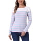 thumbnail image 1 of Blusa de mujer INSPIRE CHIC de rayas, bloque de color, de manga larga, camiseta casual, L, azul y rosa, 1 of 6