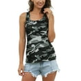 thumbnail image 2 of Daeful T-Shirts Débardeurs Sans Manches Camouflage Gilet Boho Sexy Col Rond Camisole Gris Vert L, 2 of 5