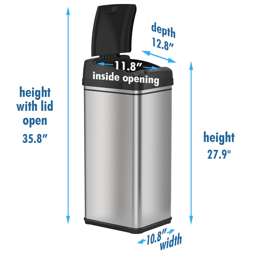 Details about   iTouchless 13 &16 Gallon Stainless Steel Open Dual-Deodorizer Wide Trash Can Bin 