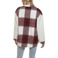 thumbnail image 4 of chouyatou Women's Casual Long Sleeve Sherpa Fleece Spliced Plaid Flannel Shirt Jacket Shacket Coat, 4 of 4