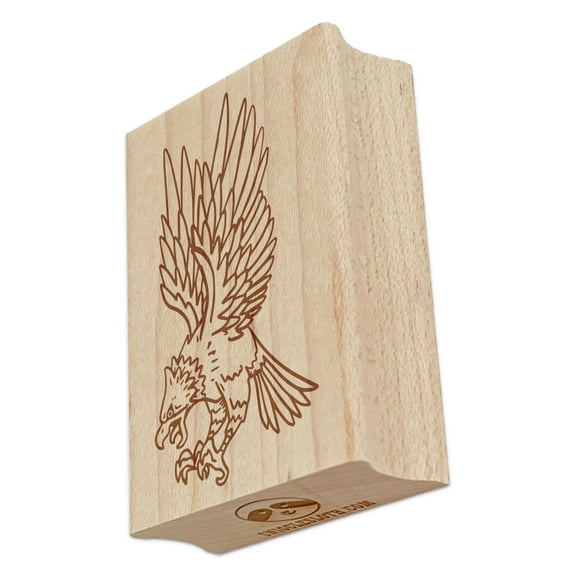 Fierce Swooping Eagle Rectangle Rubber Stamp Stamping Scrapbooking Crafting - Small 1.7in