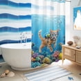 thumbnail image 5 of No Hook Shower Curtain, Ocean Diving Cat Shower Curtains for Bathroom with See Through Top Window, Coastal Coral Fish Marine Life Waterproof & Washable Bath Curtain Narrow 54"x78", 5 of 9