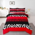 thumbnail image 2 of Erosebridal Cheetah Print Bedding Queen Comforter Set, Red Down Comforter, Farmhouse Animal Decor, Reversible 3pcs, 2 of 7