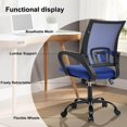 thumbnail image 3 of CL.HPAHKL Ergonomic Desk Chair, Mid-Back Mesh Office Chair with Wheels, Rolling Swivel Computer Task Chair for Home Office, Fixed Armrests, Tilt & Height Adjustable, Blue, 3 of 7