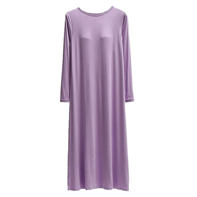 Timegard Chemises de Nuit pour Femmes Douces avec Soutiens-Gorge Intégrés Robe de Nuit à Manches Longues Décontractée Ample Pyjamas Doux