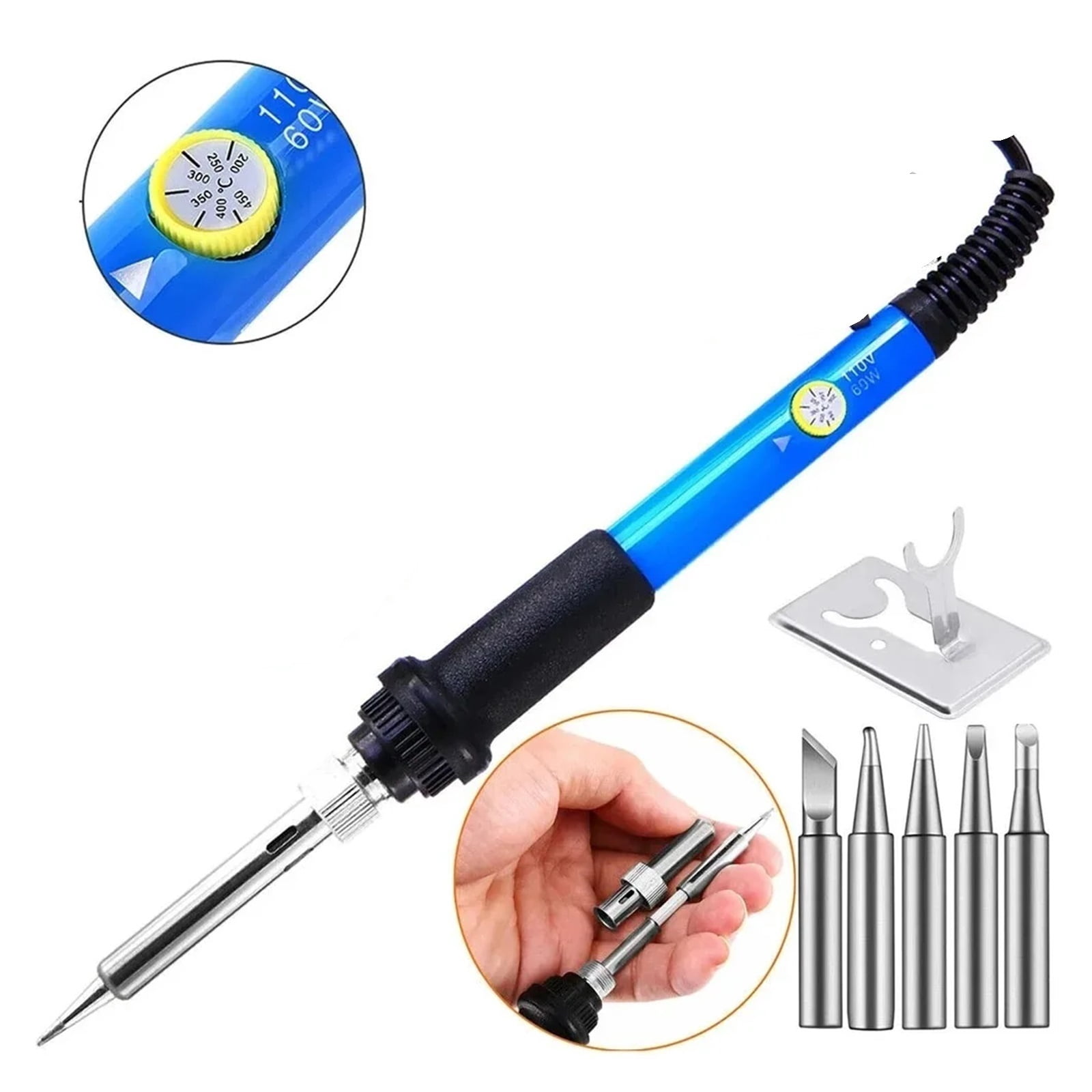 60W Adjustable Temperature Welding Solder Rework Station Heat Pen Tips Electric Soldering Iron for Repairing ,Internally Heated