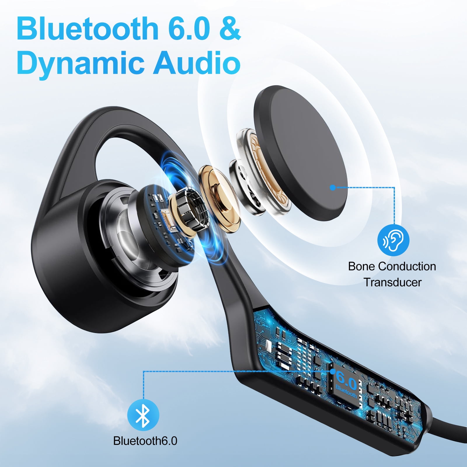 Aveek Bone Conduction Headphones,Bluetooth Wireless Sports Headphones for Running, Cycling & Gym, IPX5 Waterproof & Sweatproof, Lightweight Running Earphones for Outdoor