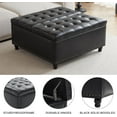 thumbnail image 6 of Kingfun 35.5" Large Square Ottoman Bench, Tufted Upholstered Coffee Table Ottoman with Storage, Oversized Ottomans Toy Box for Living Room Bedroom, Black, 6 of 13