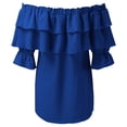 thumbnail image 5 of Pxiakgy Women's Off Shoulder Ruffle Trendy Summer Fashion Long Sleeve Blouse Dressy Casual Outfits Layered Tops Womens Off Shoulder Ruffle Long Sleeve Blouses Casual Layered Tops Blue L, 5 of 6