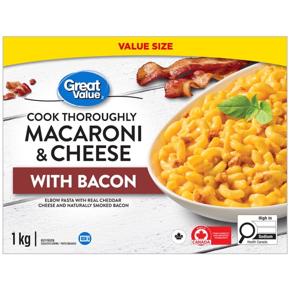 Great Value Macaroni au Fromage Riche et Savoureux avec Bacon 1 kg