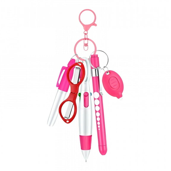 CCOCC 6 Pieces Nurse Pen Set Party Favor Office Supplies Gift Retractable Ball Pen Pink