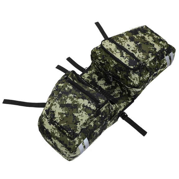 LOLIPPYY Camo Canvas Rear Seat Bike Saddle Bag with Reflective Strips for Safety and Durability