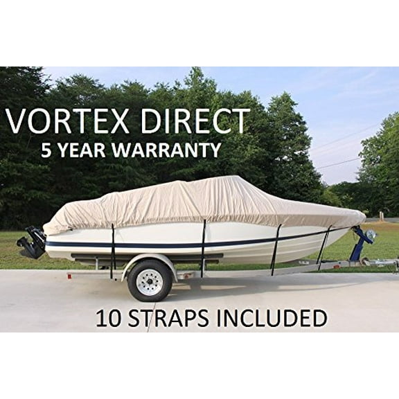 VORTEX HEAVY DUTY 24 FT *TAN/BEIGE* VHULL FISH SKI RUNABOUT COVER FOR 22' to 23' to 24' FT foot BOAT (FAST SHIPPING - 1 TO 4 BUSINESS DAY DELIVERY)