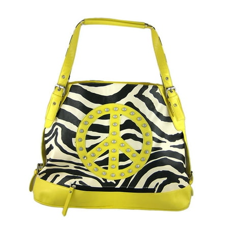 Print Bucket Handbag - Zeckos - Black / White Zebra Print Bucket Bag Purse - Yellow - Size Extra Large