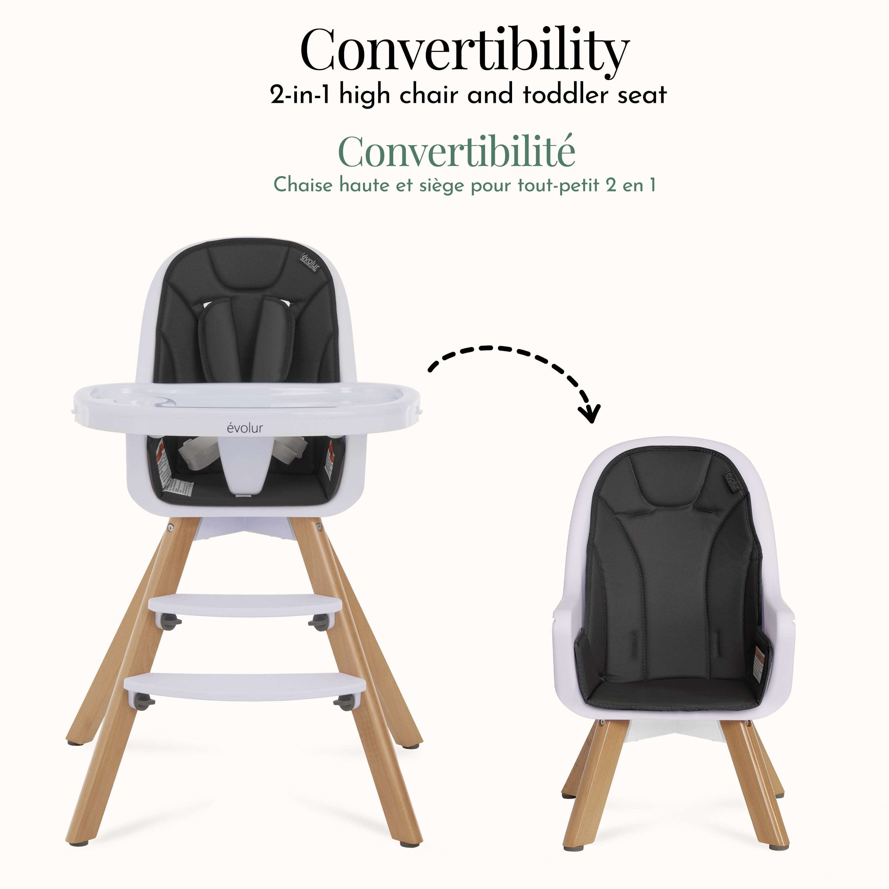 Evolur Zoodle 2-in-1 High Chair, Toddler Chair