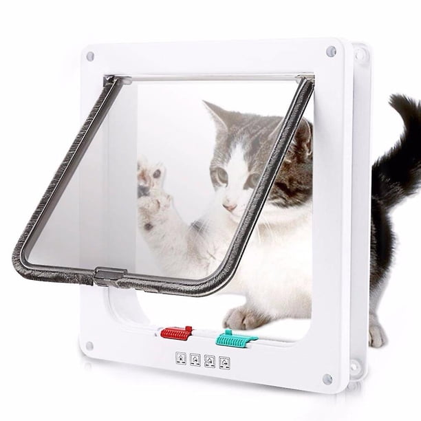 Puerta abatible para perros y gatos con cerradura de seguridad de 4 vías Puerta abatible para perros, gatos, gatitos, plástico ABS, puerta para mascotas pequeñas, kit de puertas abatibles para perros y gatos - Marrón M 20X19X5.5cm Kuyhfg Bienvenido a Kuyhfg