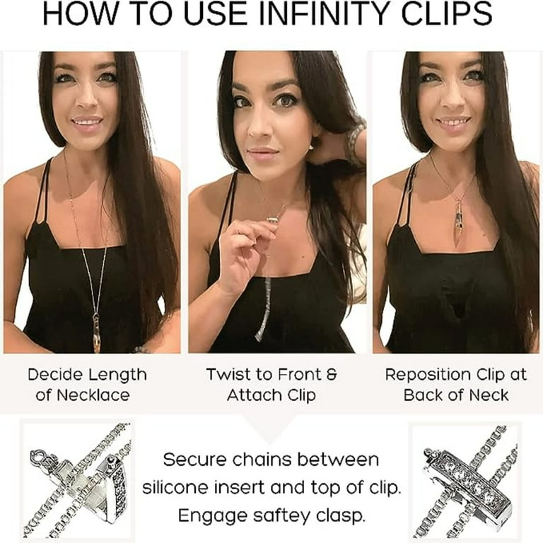 Infinity Clips Necklace Shortener, Large Silver W/ Security Clasp