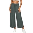 thumbnail image 3 of Luvrsol Flowy Pants for Women Plus Size Wide Leg High Waist Breathable Casual Slacks with Side Pockets S-2XL, 3 of 7