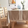 thumbnail image 1 of Housse en Coton et Lin Nappe Rectangulaire Sans Rides Table à Manger, Utilisée pour la Décoration de Table de Cuisine Couleur Café 100x160cm, 1 of 6