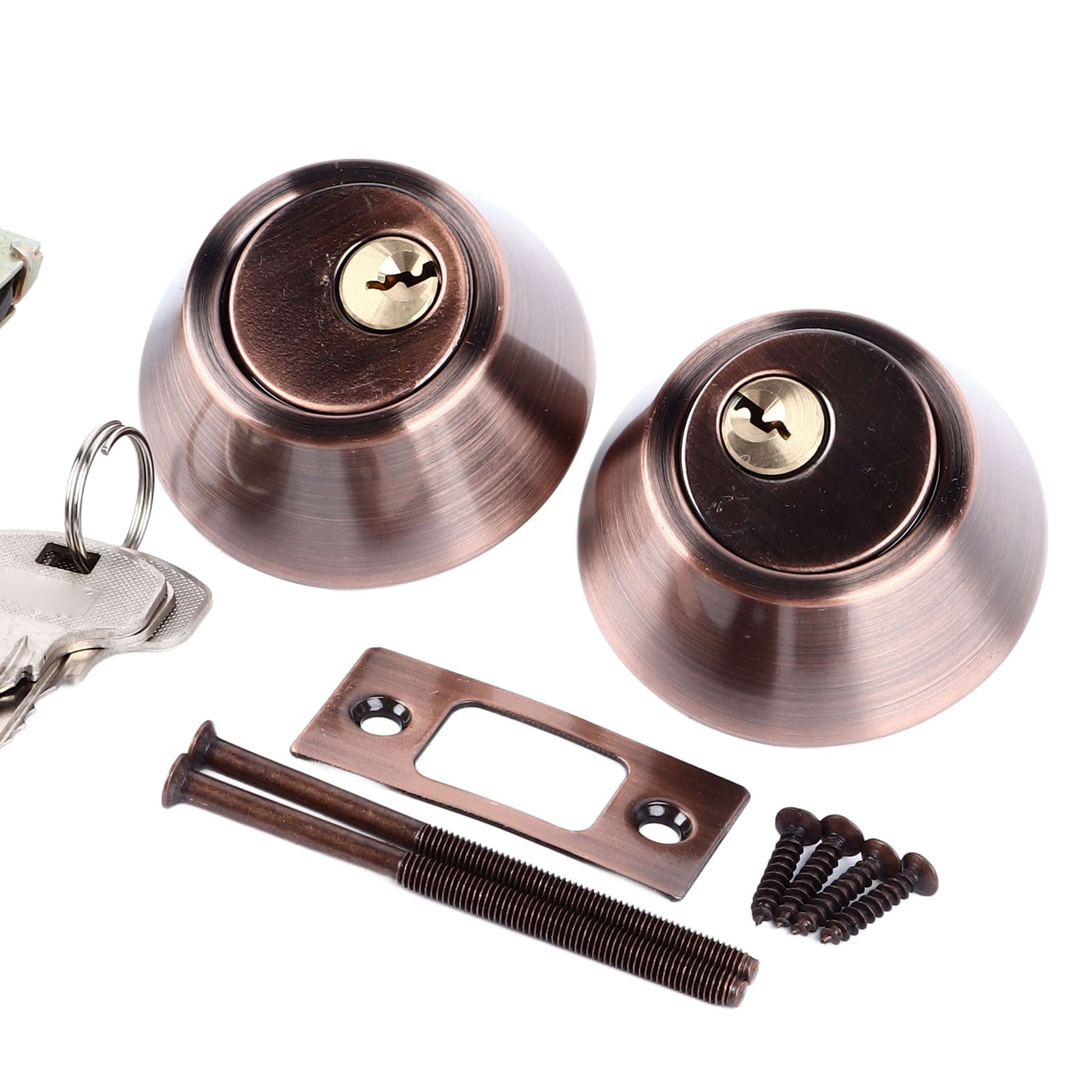 NFTIGB Keyed Entry Door Knob Lock Universal Protection Double Side Interior Door Knob Lock for Home Bedroom Stainless Steel Silver, 3.94 inches / 10 cm