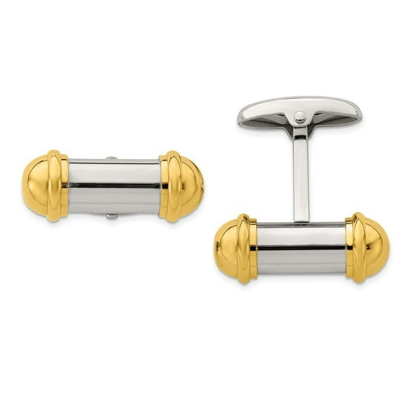 Stainless Steel 24k Gold Plating Cuff Links - Measures 23x9mm Wide