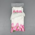 thumbnail image 2 of Ambesonne Rose Bedding Set 4 Pcs, Flowers on Wood Planks, Queen, Pink Green Cream, 2 of 3