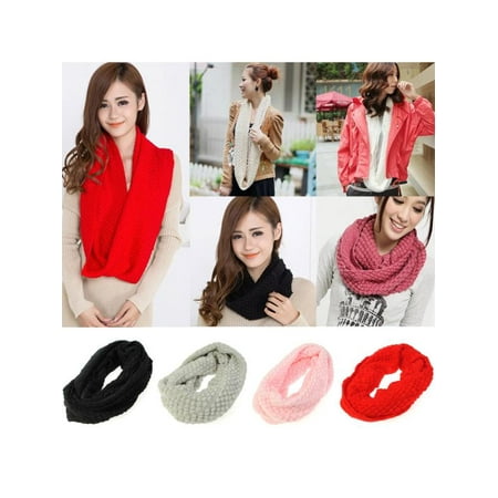 - Lady Soft Cotton Winter Warm Knitted Loop Neck Circle Wool Scarf Shawl Wrap Christmas