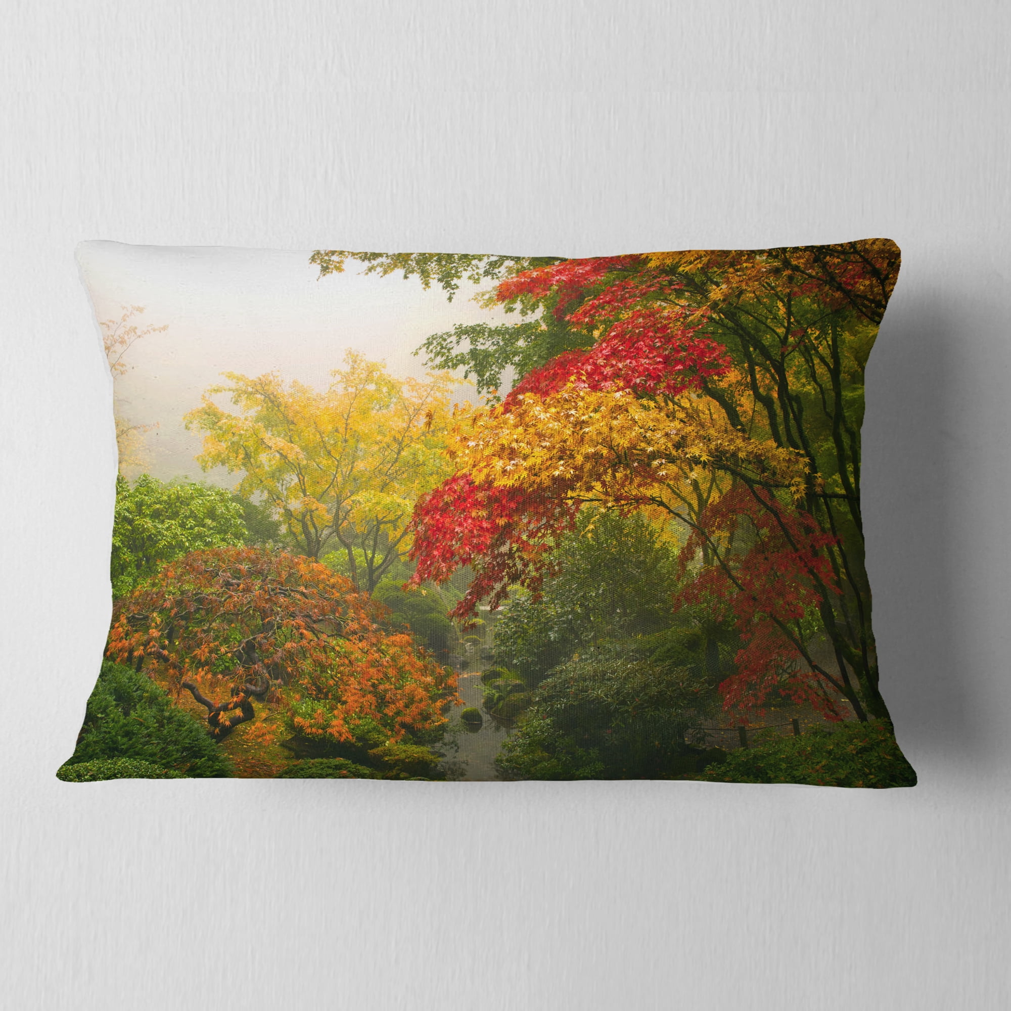 Designart Colorful Maple Trees - Floral Throw Pillow - 12x20