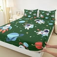 thumbnail image 3 of Castle Fairy Kids Boys Girls Cartoon Astronaut Rocket Full Size Sheets 4-Piece,Galaxy Universe Breathable Bed Sheets,Kawaii Cosmos Planet Lightweight Sheet Sets,Luxury Bedroom Decor, 3 of 7
