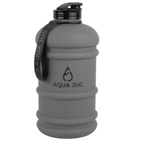 Aqua Jug Big Water Bottle  Dishwasher Safe BPA Free Drinking Water  Smoke Gray 2.2L  Great for Gym Fitness Workout Sports Hiking and more