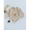 thumbnail image 2 of Bagilaanoe Newborn Baby Boy Girl Romper Tops Casual Long Sleeve Bear Embroidery Bodysuit 6M 12M 18M 24M Front Pocket One-Piece Pullover, 2 of 8