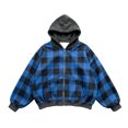 thumbnail image 3 of JIAYUE Men Zip Up Hoodie Stylish Plaid Color Block Oversize Long Sleeve With Pocket Sweatshirt Outerwear for Everyday Outings, 3 of 5