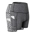 thumbnail image 3 of Women's High Waist Yoga Shorts Pocket Running Training Quick-Dry Tight Stretch, 3 of 4