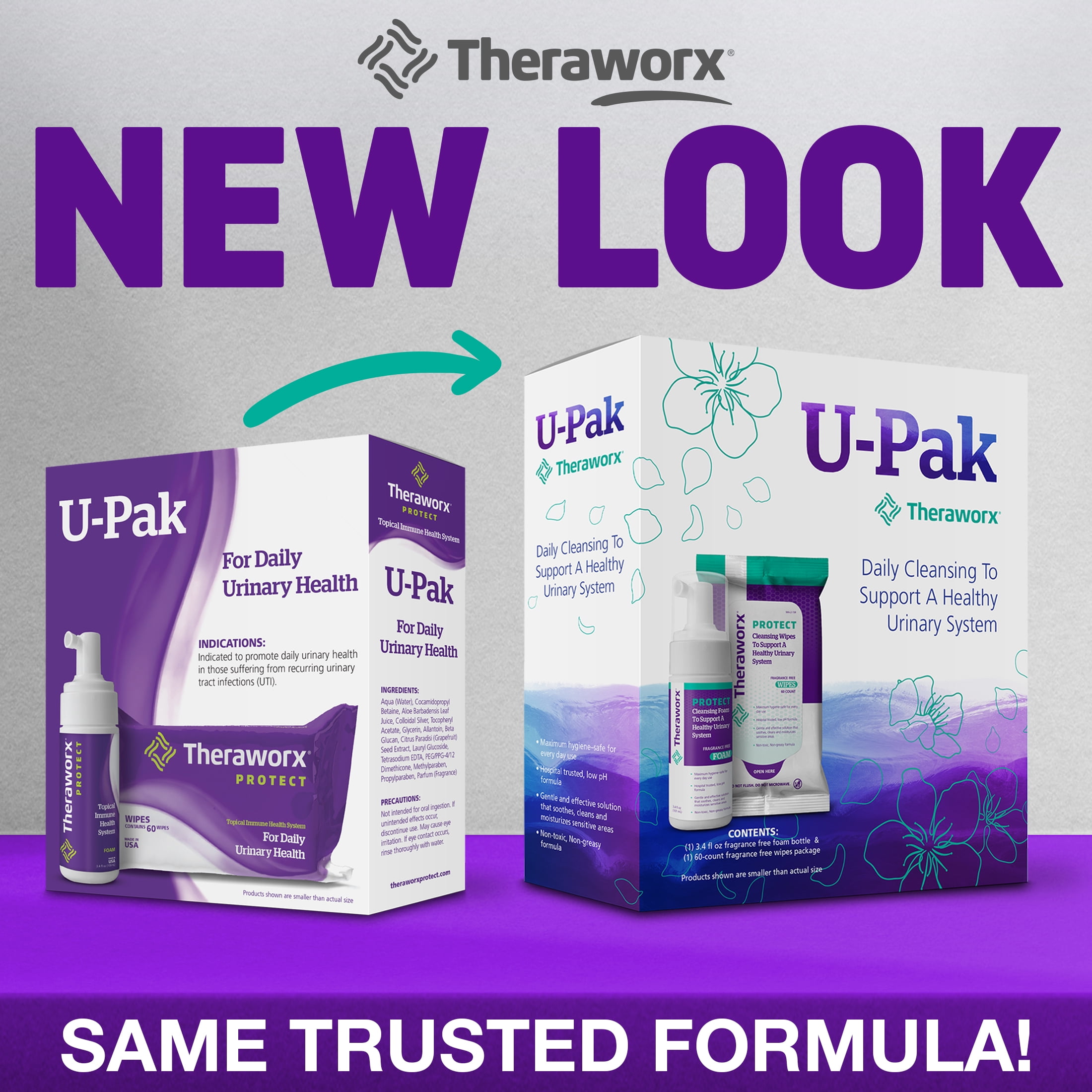 Theraworx Protect U-PAK 60ct wipes and 3.4 fl oz Foam